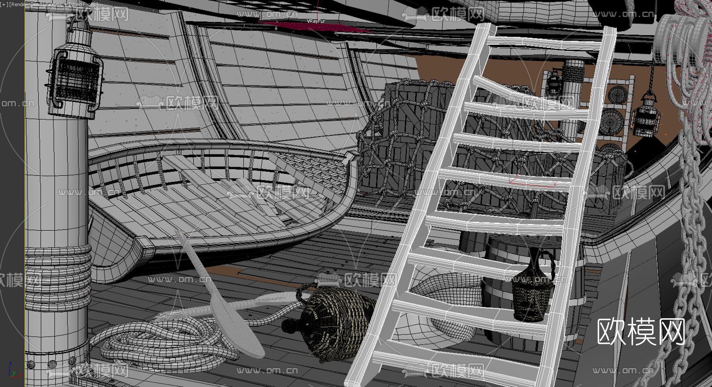 自然风复古船舱3d模型下载（渲染图2）