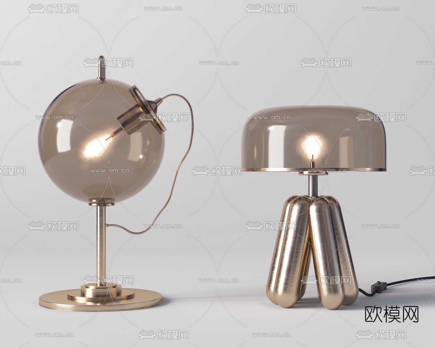 现代轻奢台灯3d模型下载（渲染图1）
