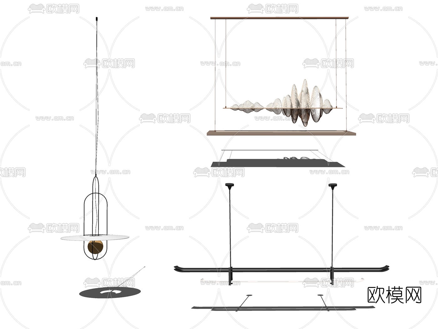 新中式茶室吊灯su模型下载