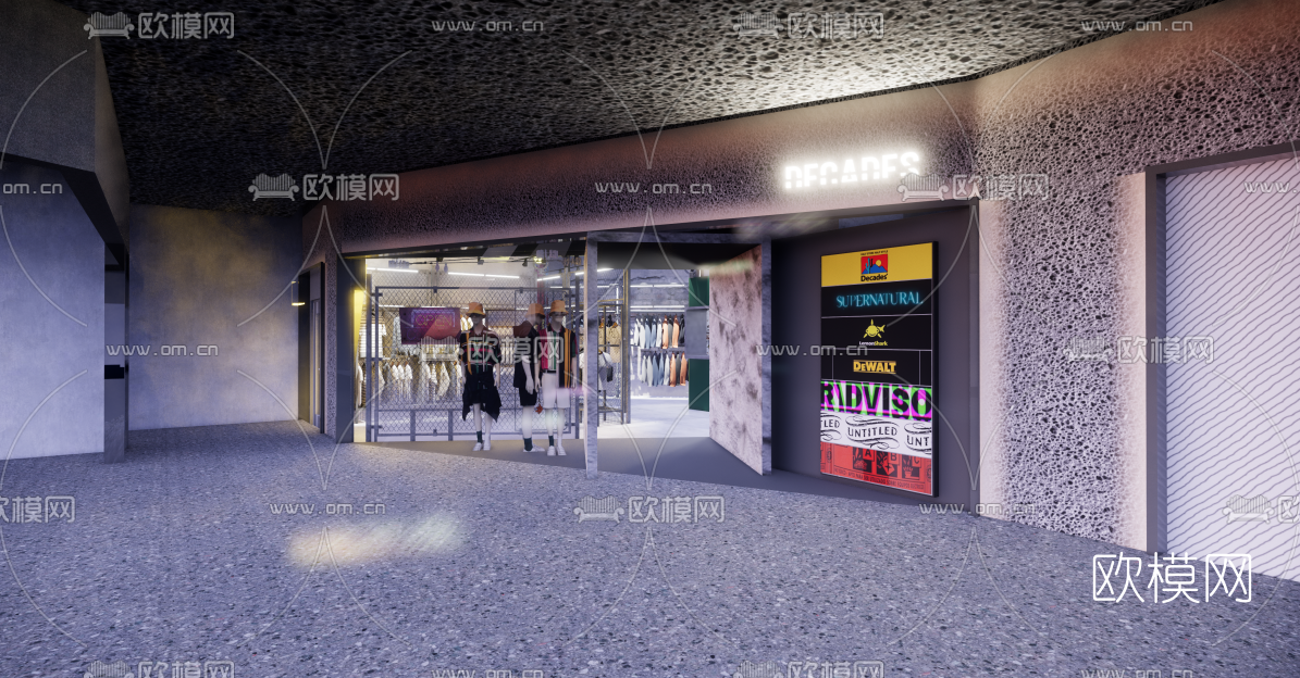工业风服装店su模型下载（渲染图4）