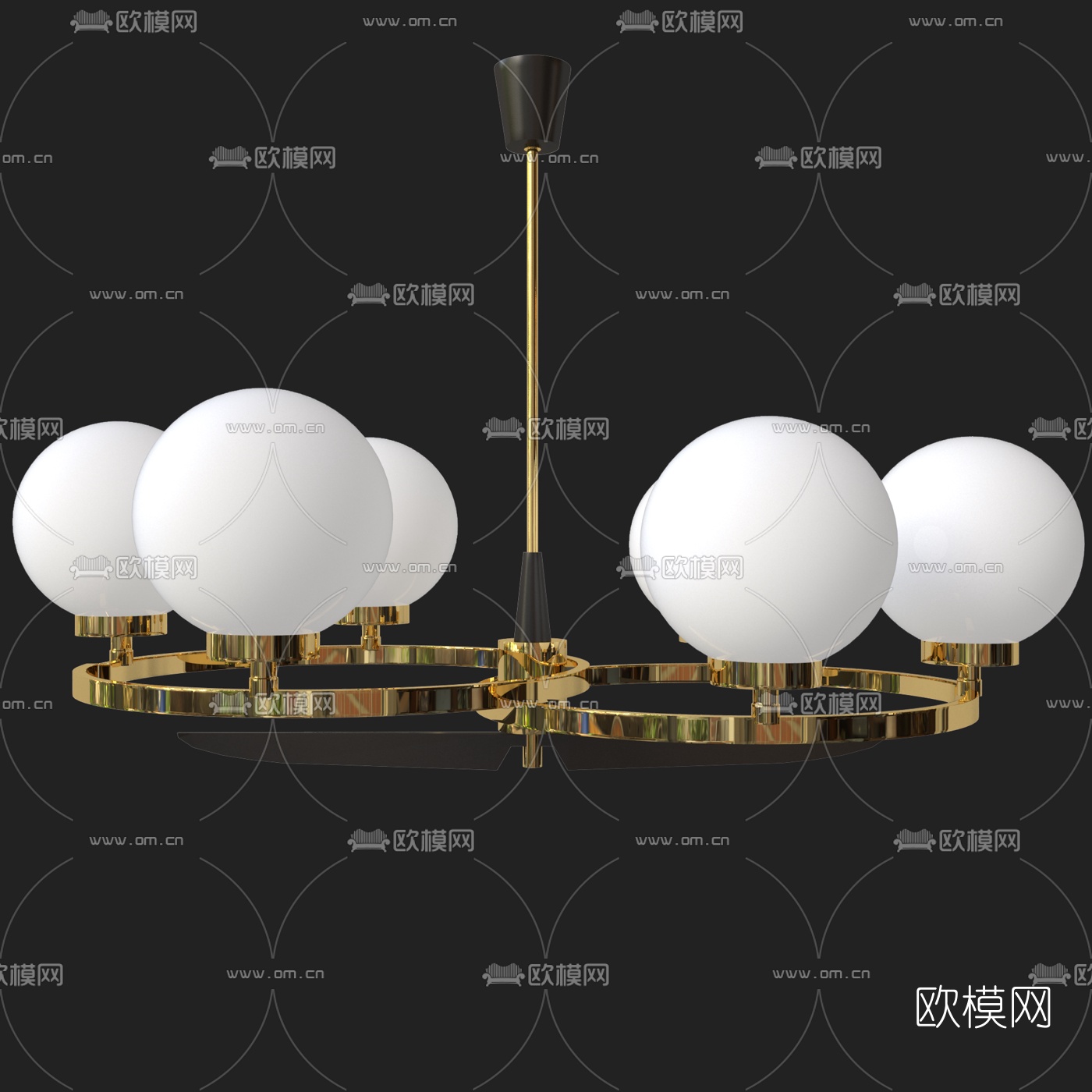 现代轻奢金属多头吊灯3d模型