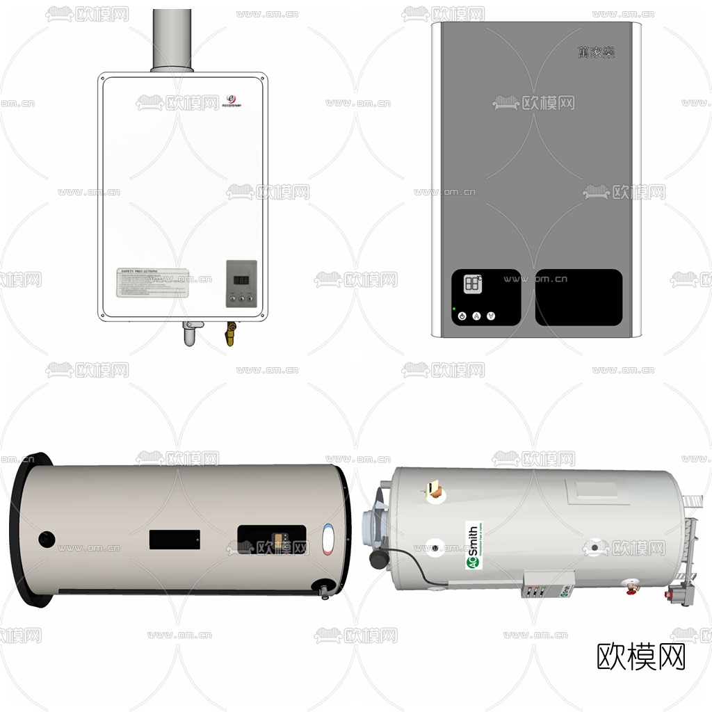 现代热水器组合su模型下载