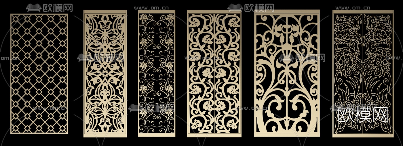 欧式金属屏风隔断组合3D模型下载（渲染图2）