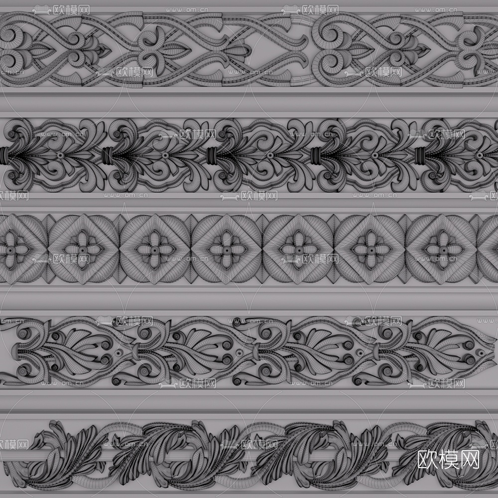 欧式金属花格线条组合3d模型下载（渲染图2）