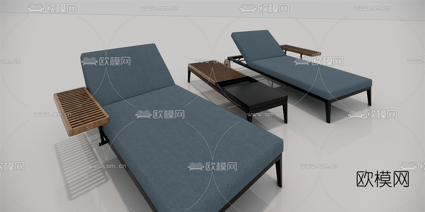 现代躺椅组合su模型下载（渲染图1）