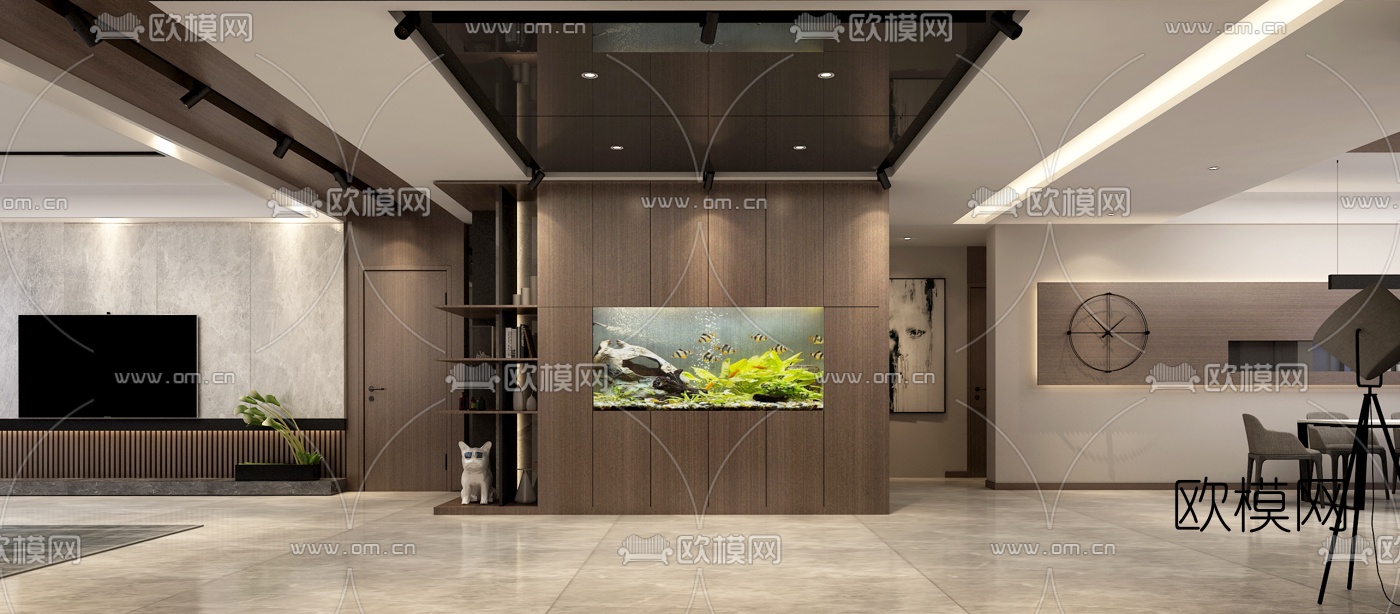 后现代客厅餐厅3d模型下载（渲染图5）