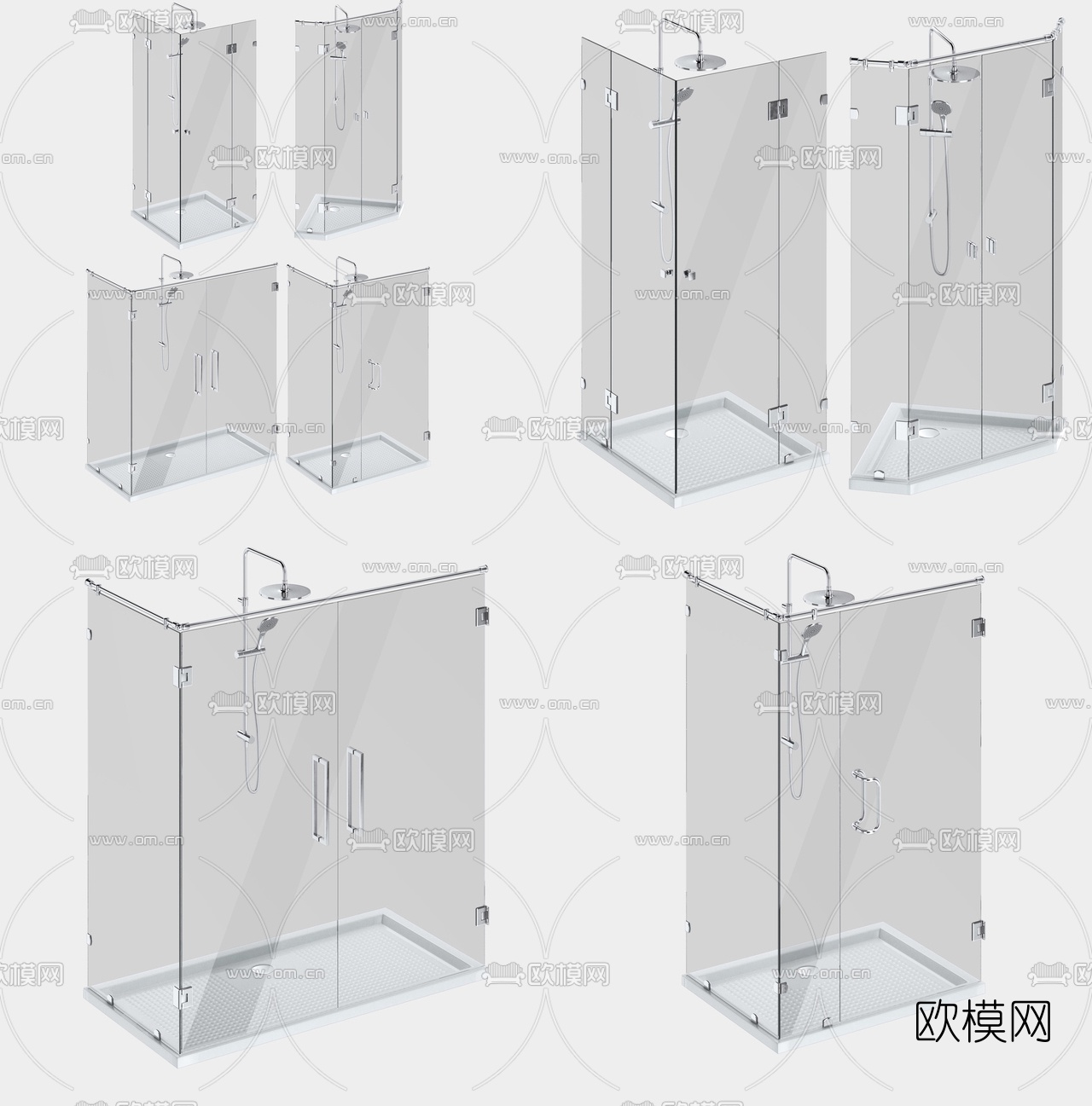 现代玻璃淋浴房3D模型