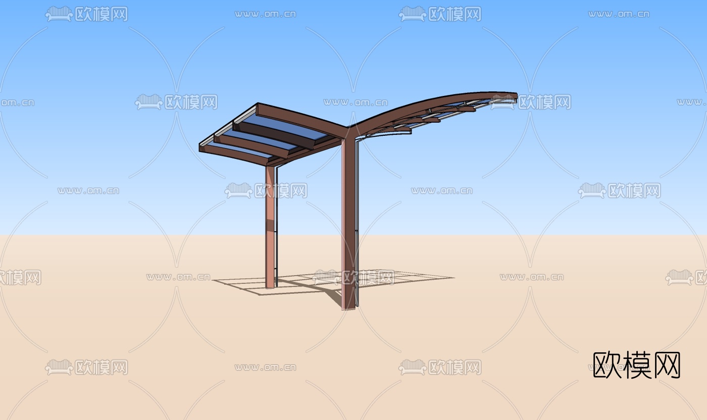 现代雨棚免费su模型下载（渲染图2）