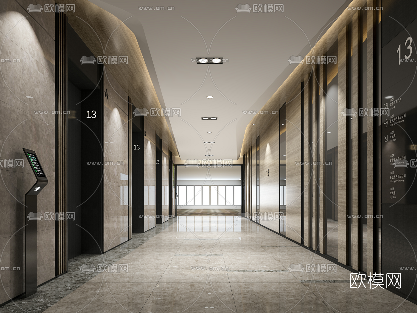 现代电梯厅3d模型