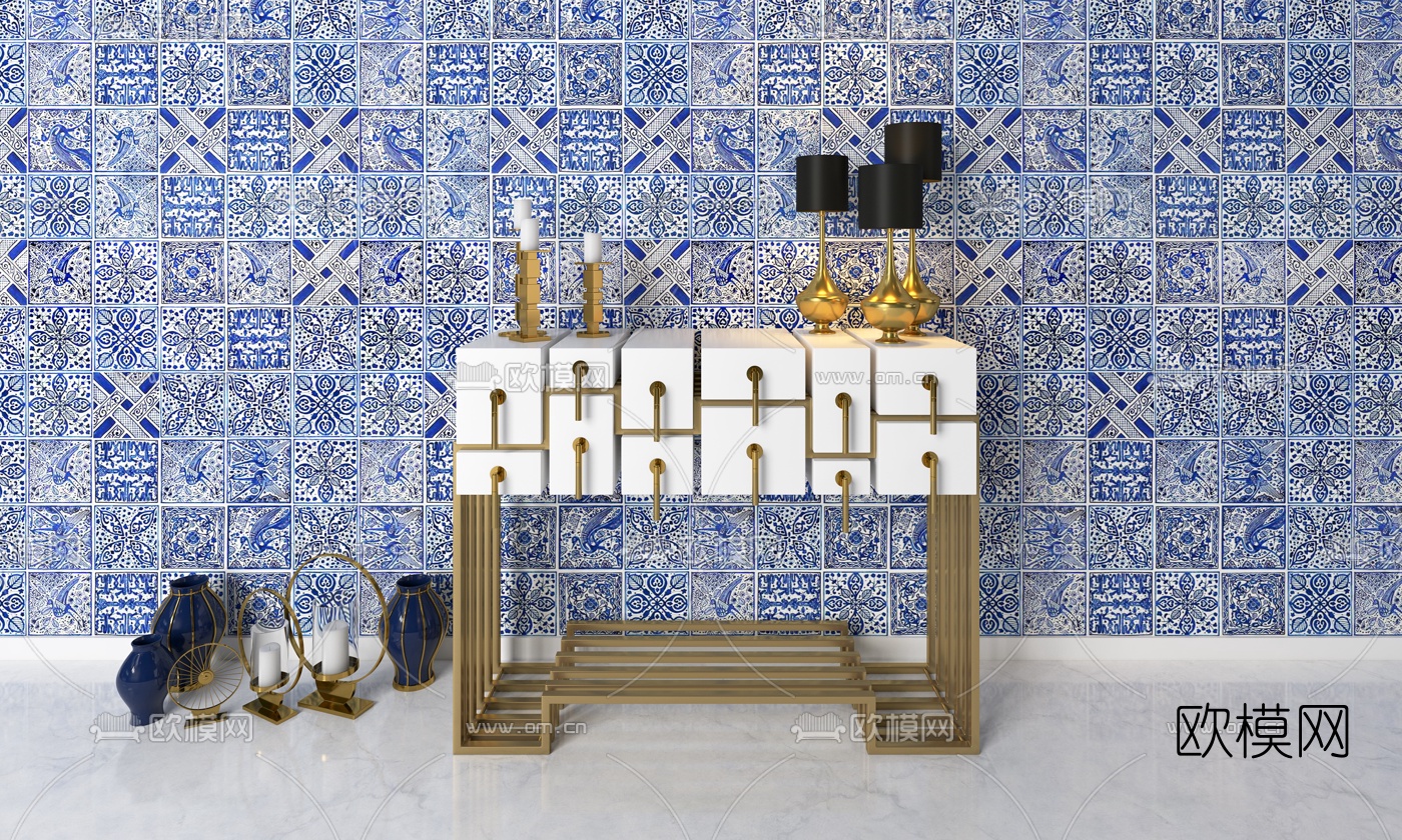 意大利Alma de Luce后现代端景柜摆件组合3D模型下载