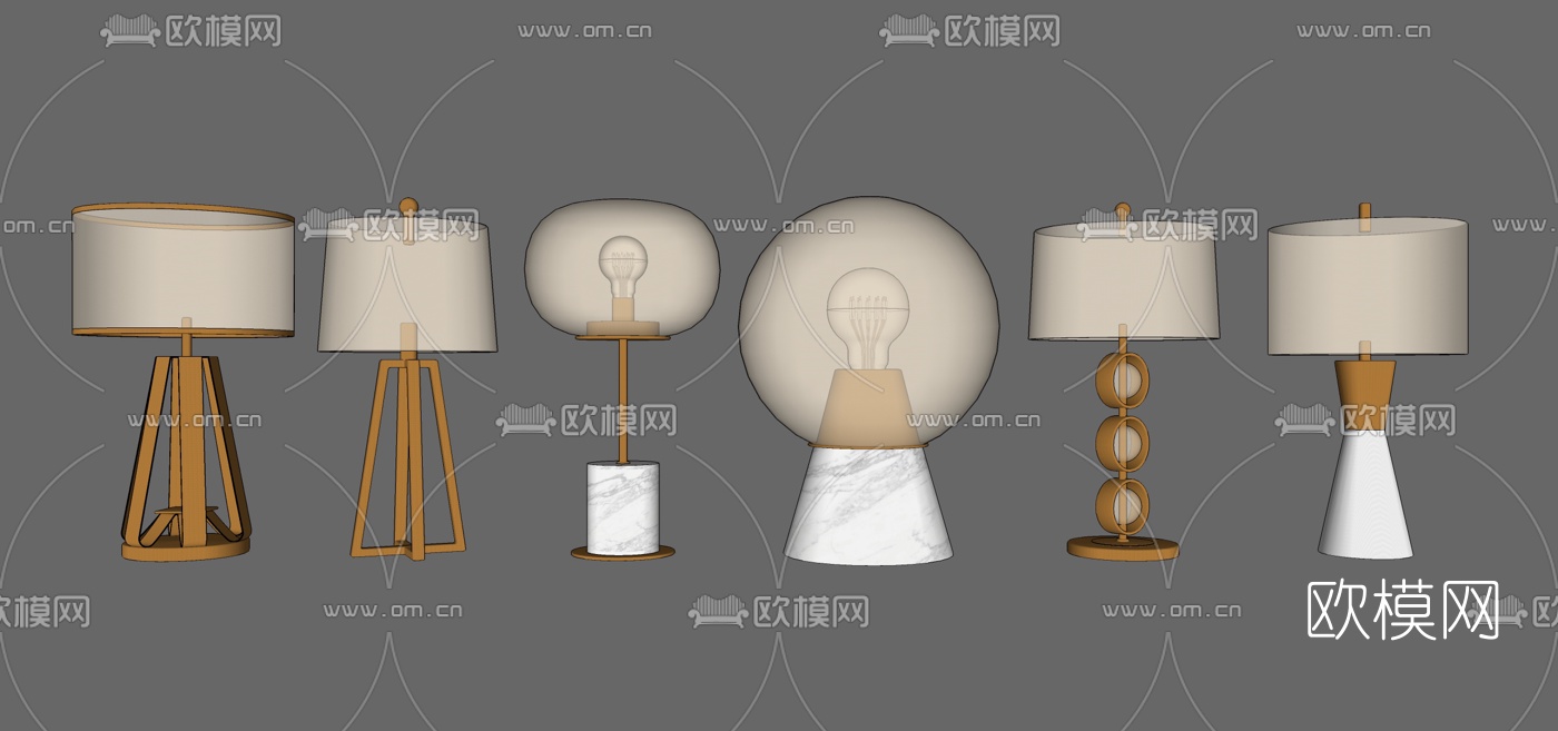 现代金属台灯组合su模型下载
