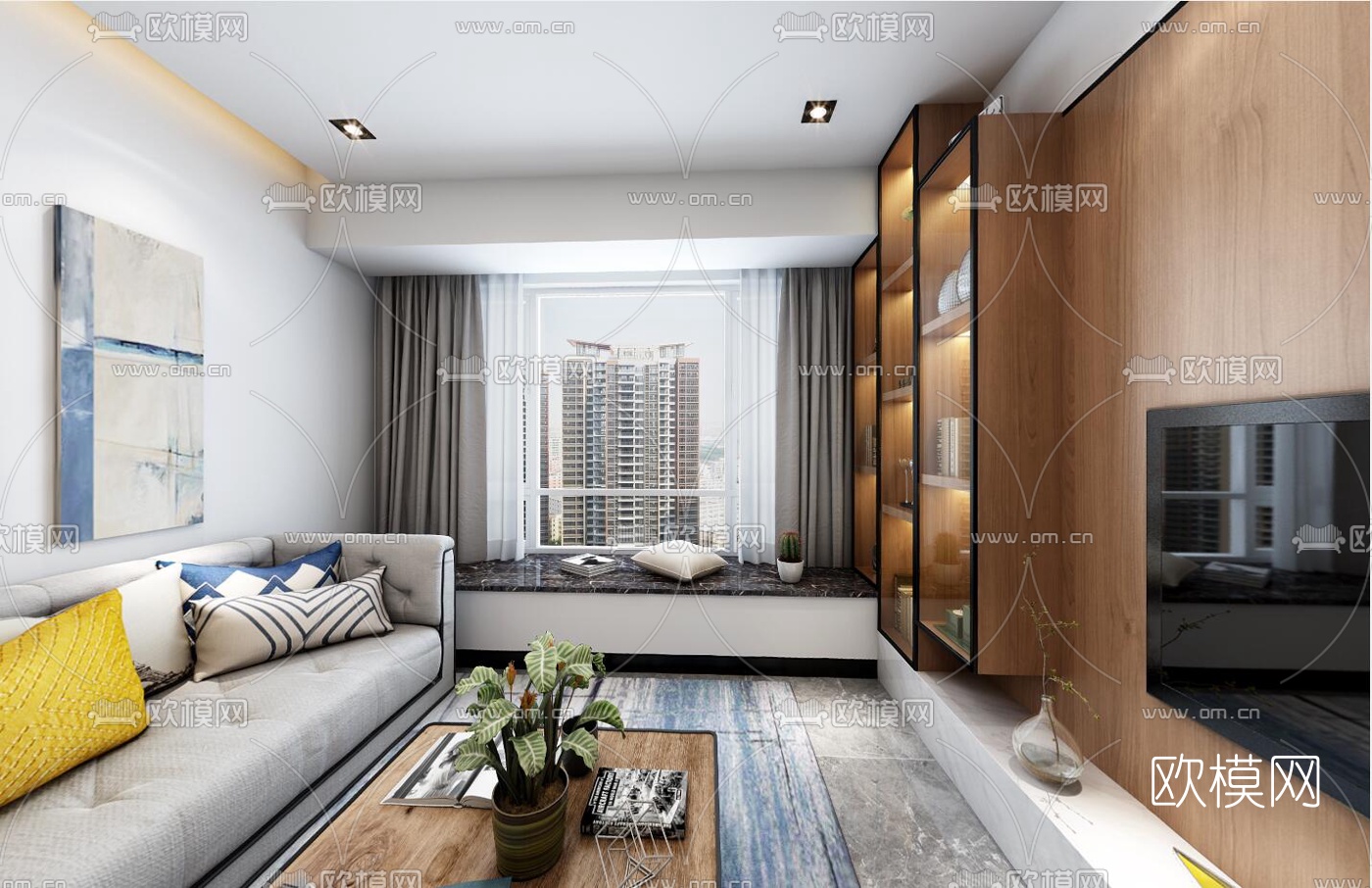 现代客厅餐厅全景3D模型
