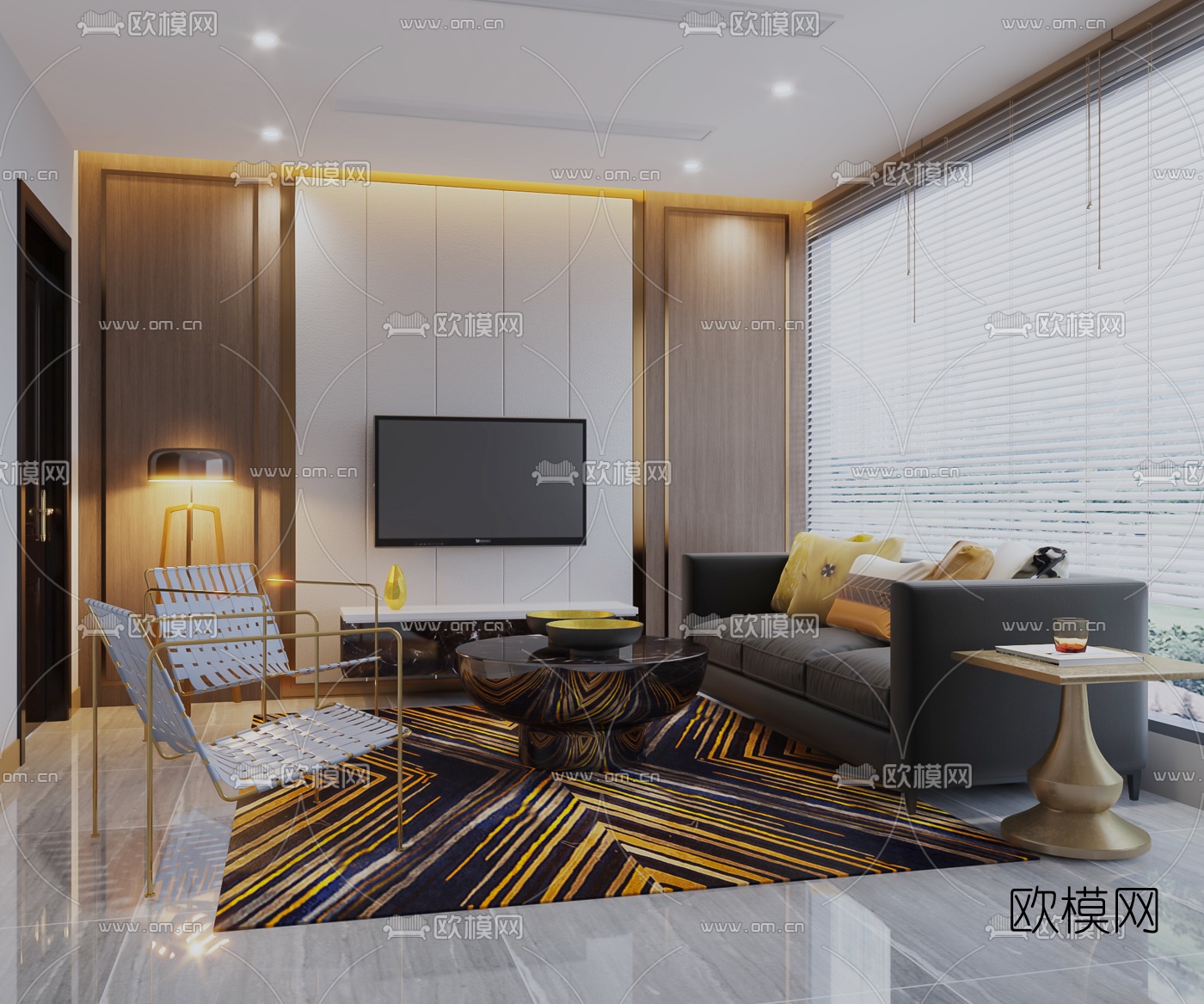 现代会客室3d模型下载