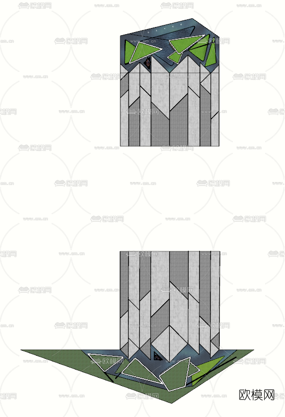 现代小区园林景观su模型下载（渲染图5）