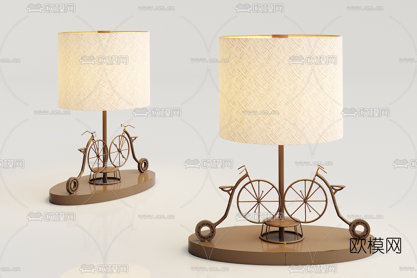 现代金属布艺创意装饰台灯3d模型下载