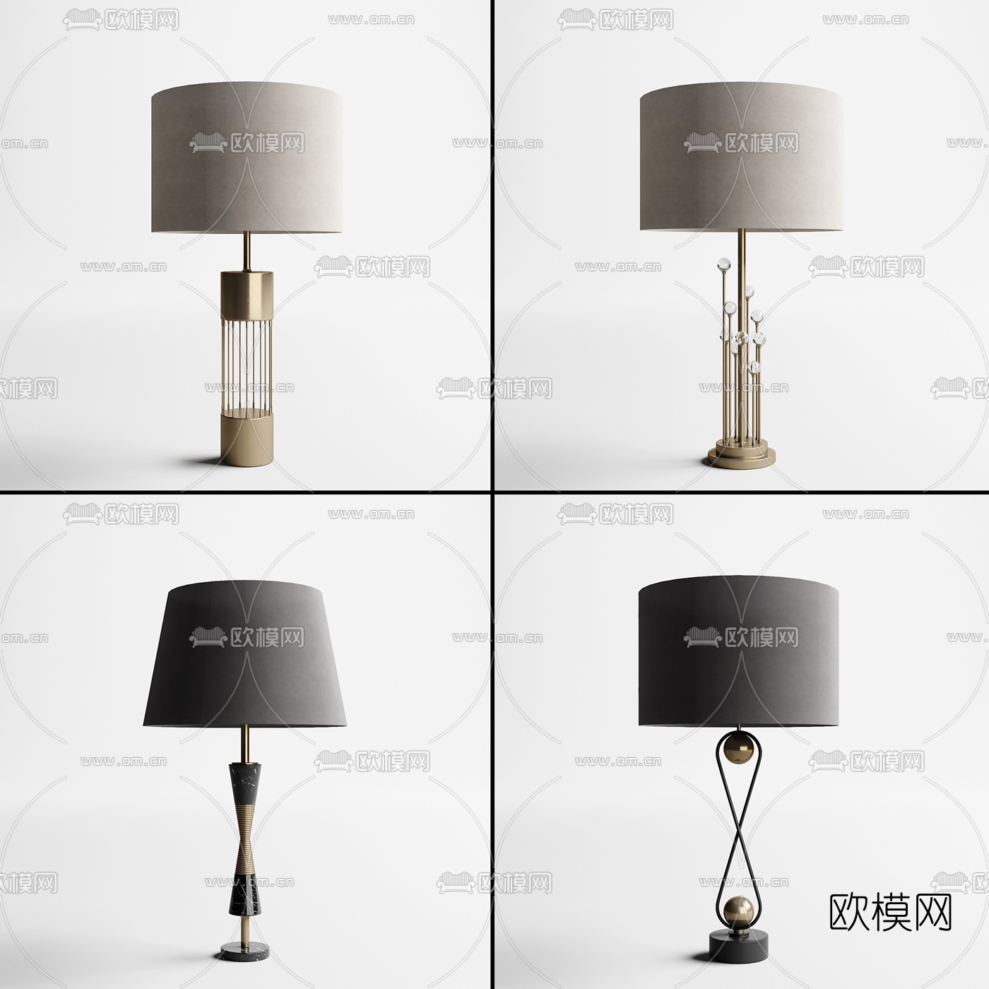 现代台灯组合3d模型-免费3dmax模型库-欧模网