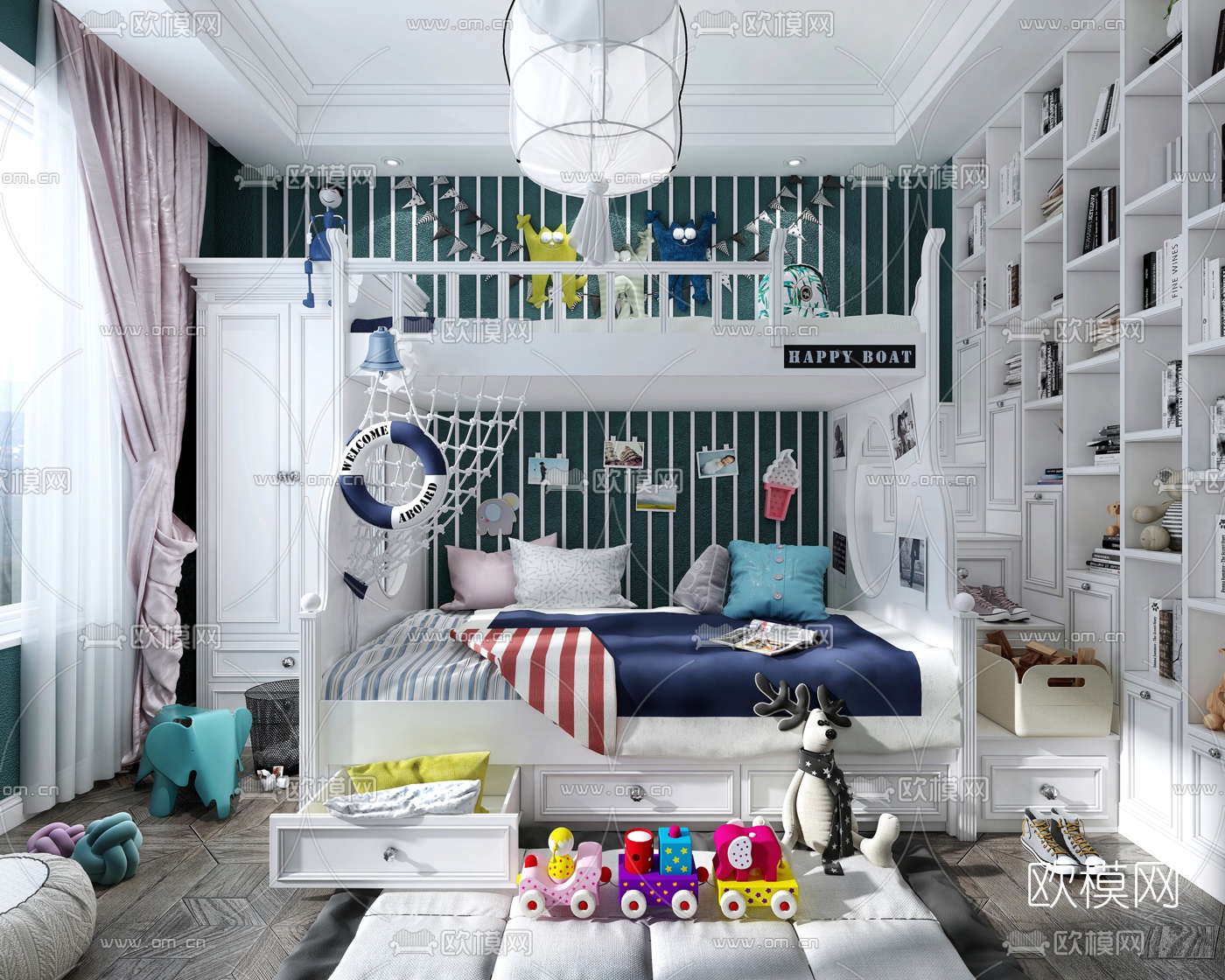 欧式卧室儿童房3D模型下载