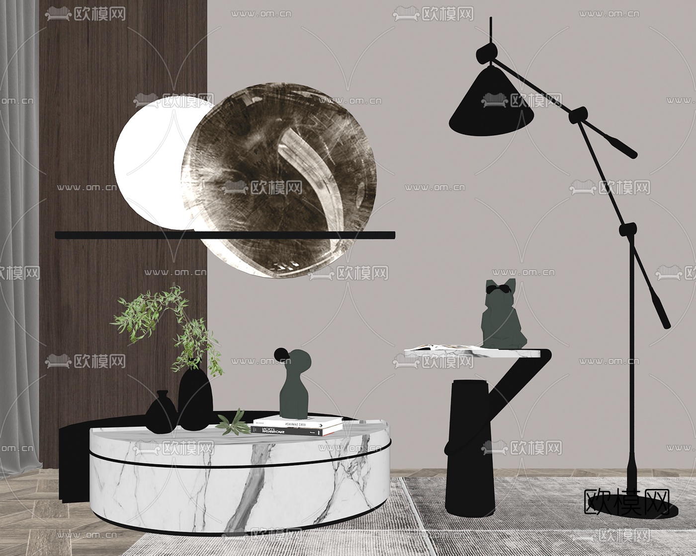 现代轻奢茶几su模型下载（渲染图2）