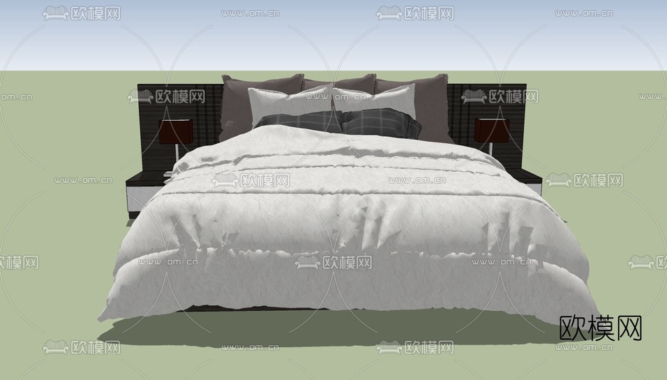 现代双人床免费su模型下载_ID10452609_sketchup模型下载-欧模网