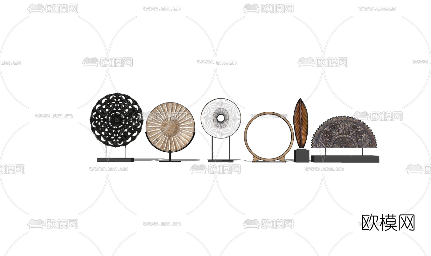 中式摆件组合免费su模型下载