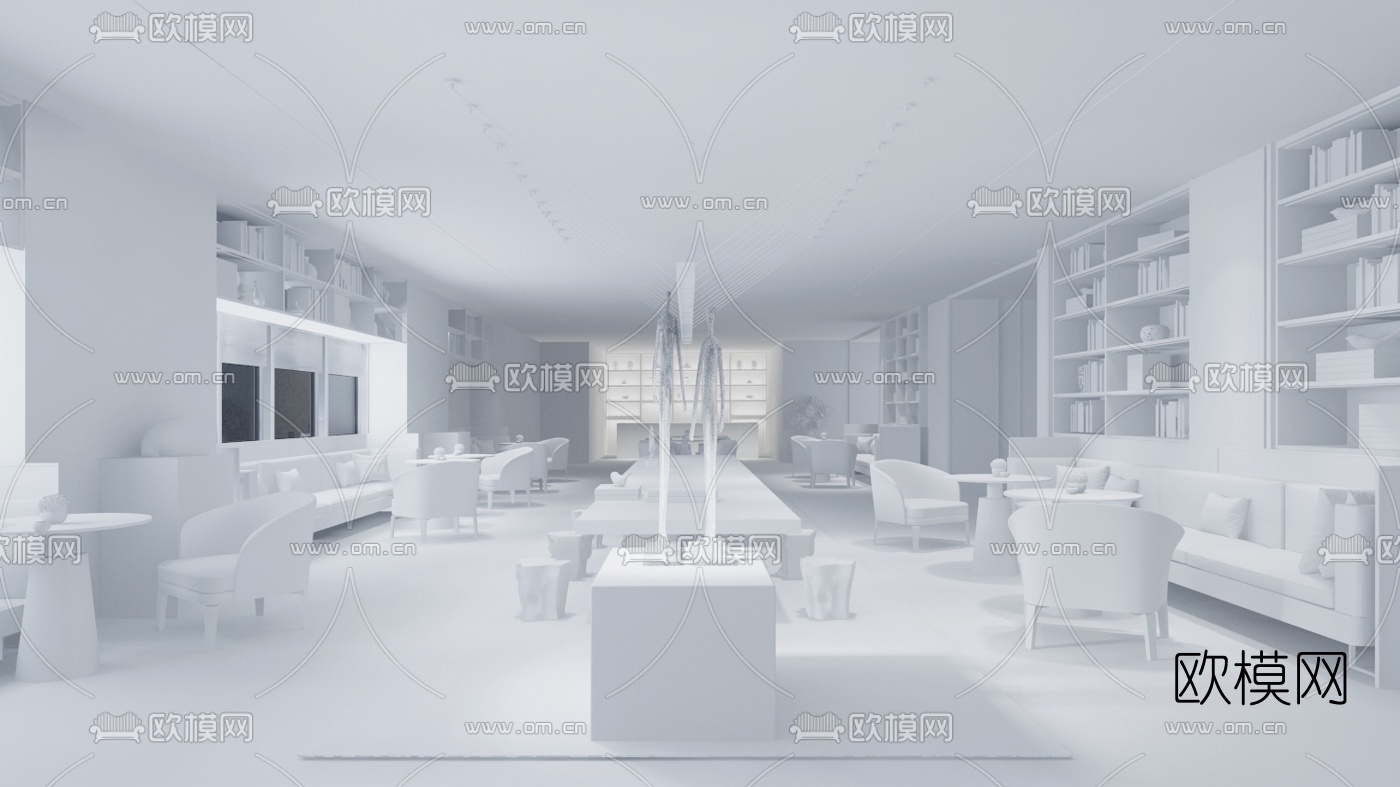 元禾大千现代售楼销售中心3D模型下载（渲染图2）