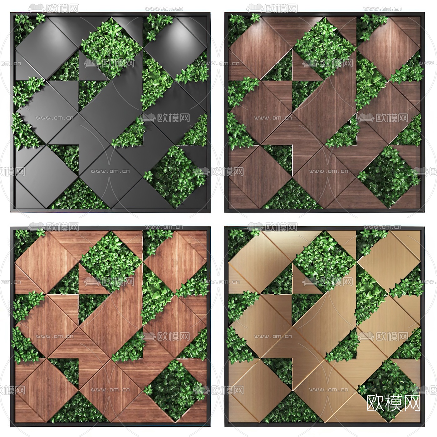 现代植物墙3d模型