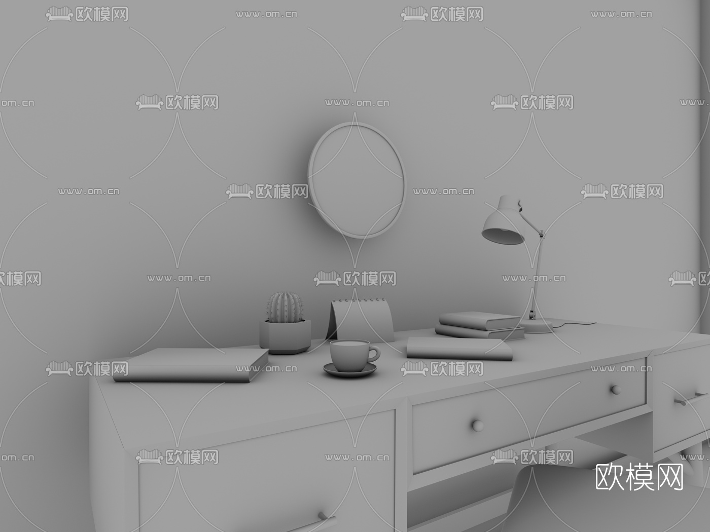 北欧书桌椅3d模型下载（渲染图4）