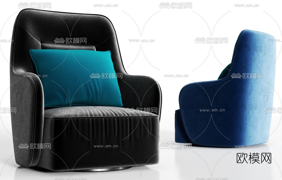 现代布艺单人沙发3d模型下载