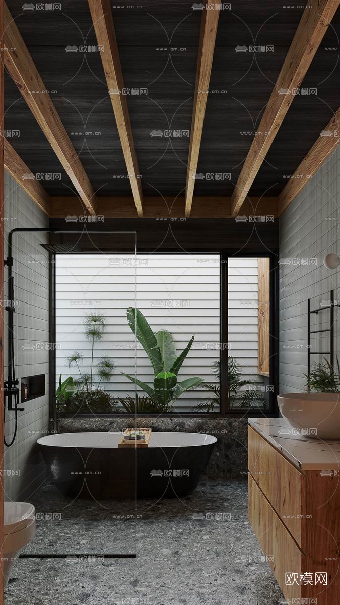 现代卫生间su模型下载（渲染图1）