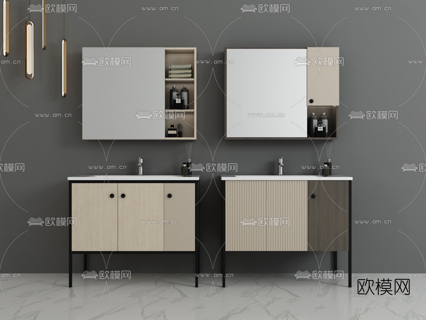 工业风浴室柜洗手台3d模型下载