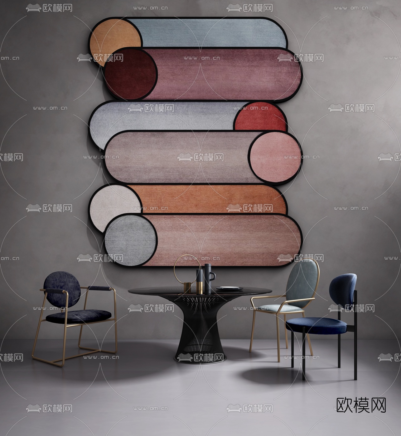 Elisa Ossino设计 现代休闲桌椅组合3D模型下载