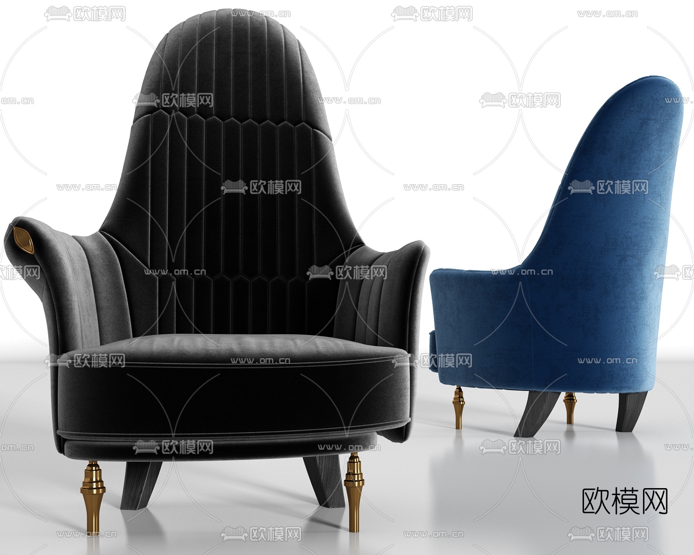 简欧布艺休闲沙发3d模型下载