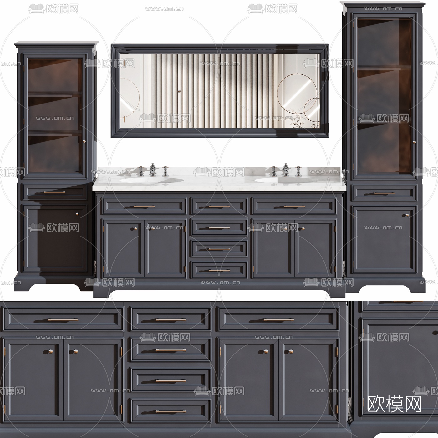 美式浴室柜洗手台3d模型下载