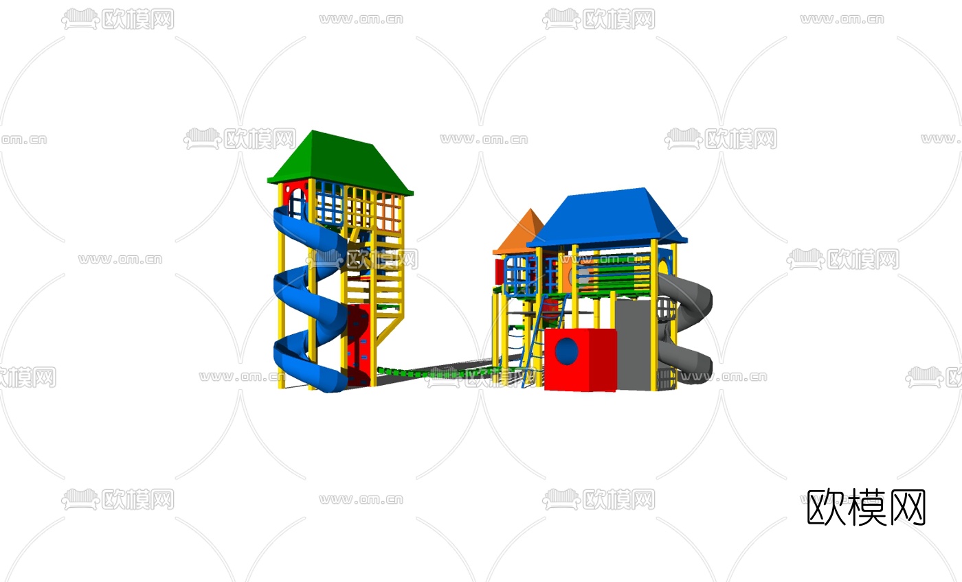 现代儿童滑梯免费su模型下载