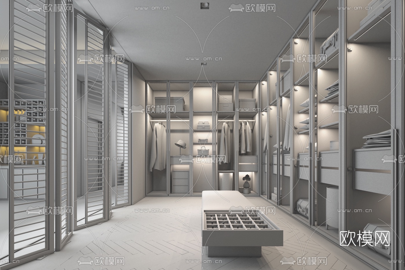 葛亚曦设计 现代衣帽间3d模型下载（渲染图2）