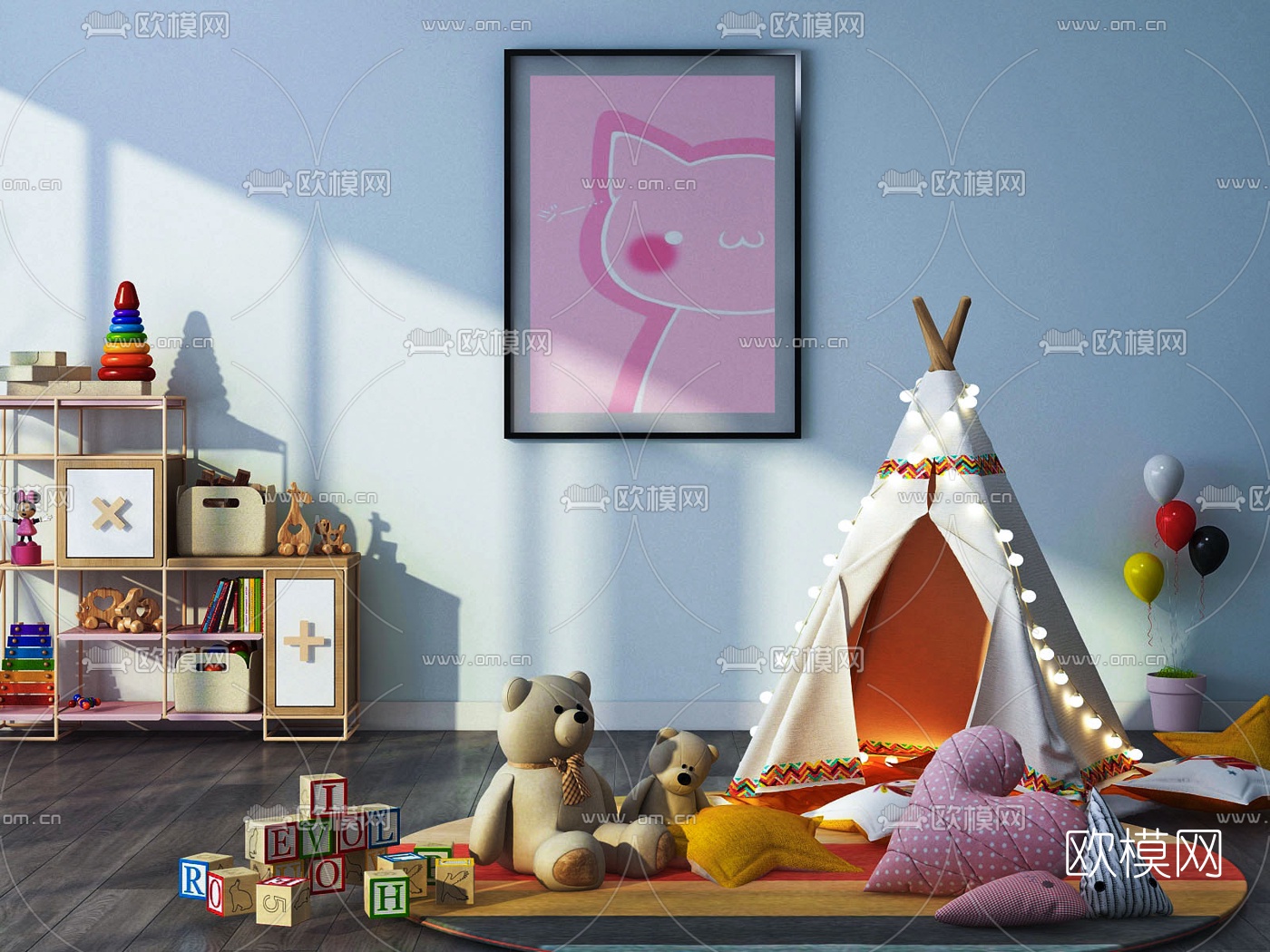 现代儿童帐篷3d模型下载