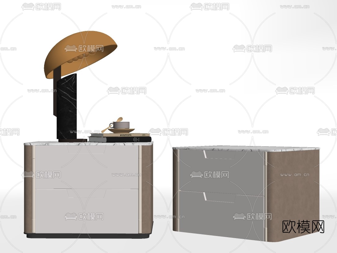 现代轻奢床头柜su模型下载（渲染图2）