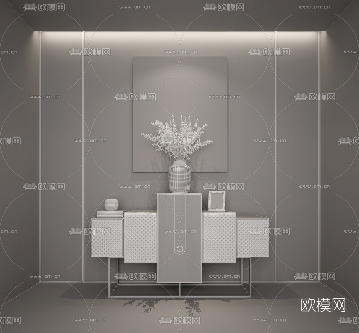 现代轻奢装饰端景柜3d模型