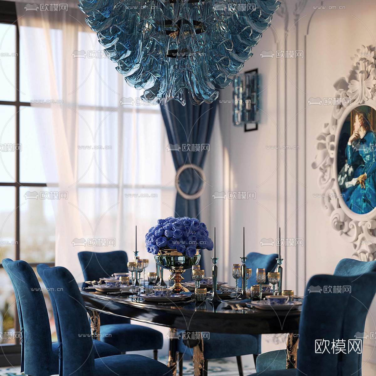 欧式餐厅su模型下载（渲染图2）