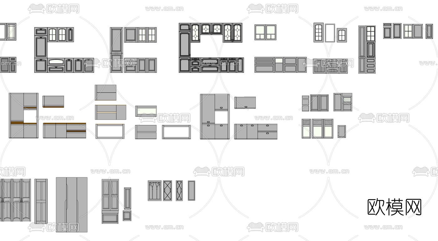 欧式橱柜su模型下载（渲染图5）