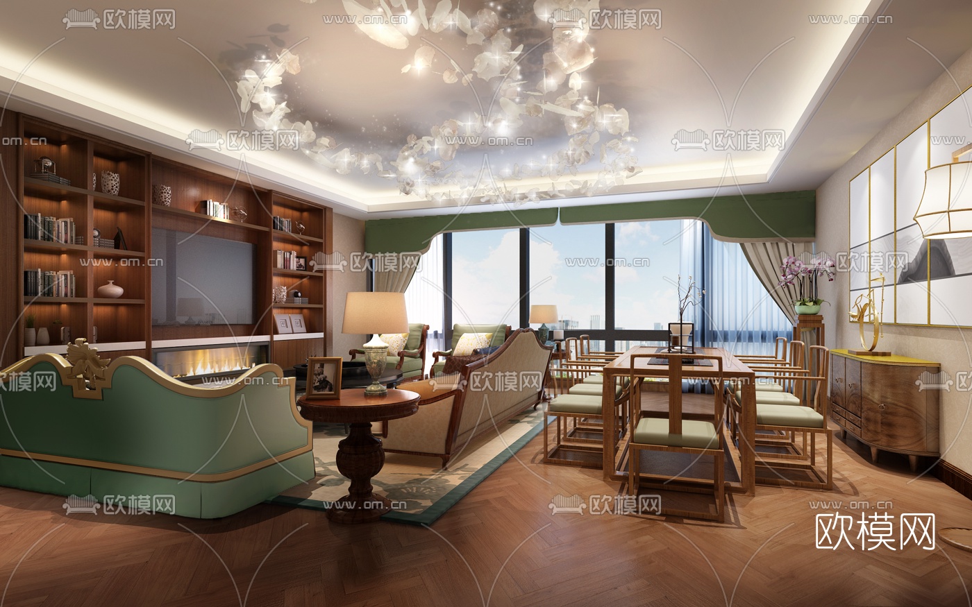 后现代客厅餐厅3D模型