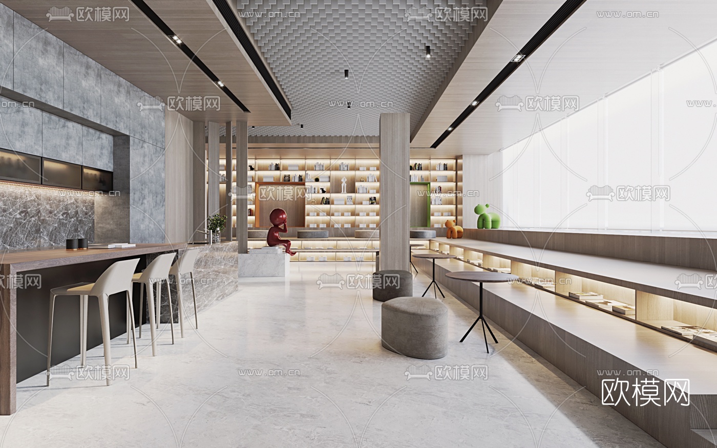 现代售楼处休息区3d模型下载