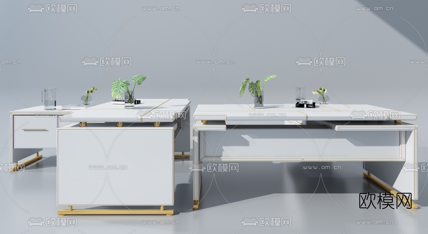 现代办公桌班台桌3d模型