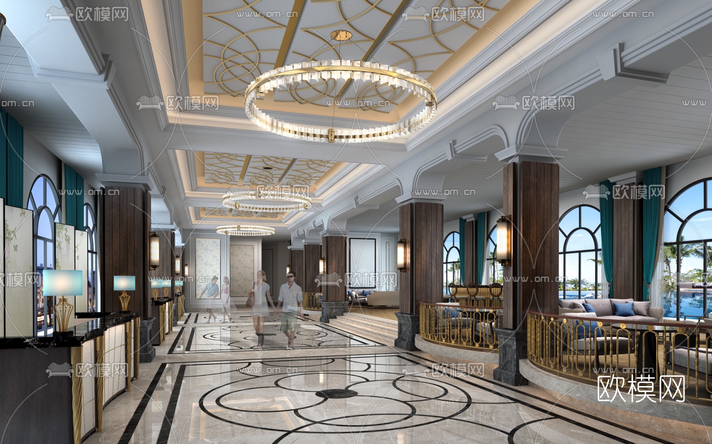 欧式酒店大堂吧3D模型下载_ID10008208_3dmax免费模型-欧模网