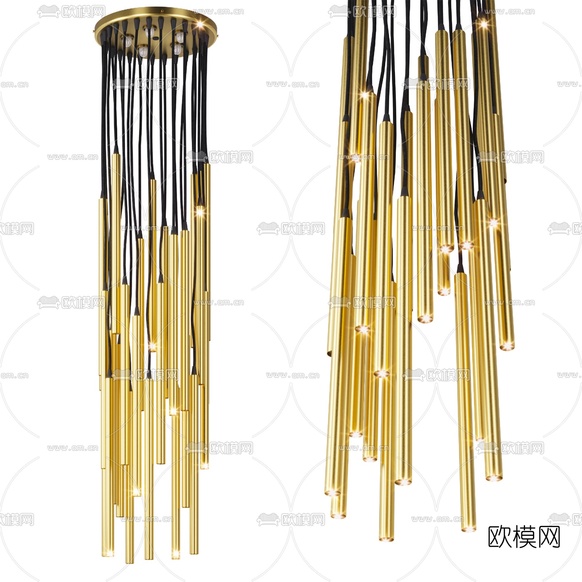 现代金属吊灯3d模型下载(渲染图3)