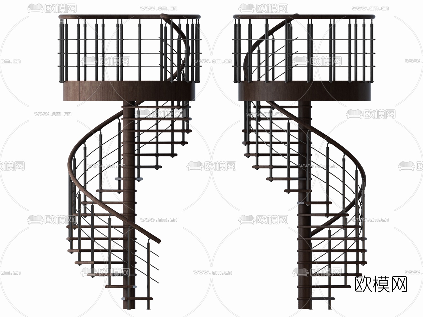 现代金属旋转楼梯3d模型下载