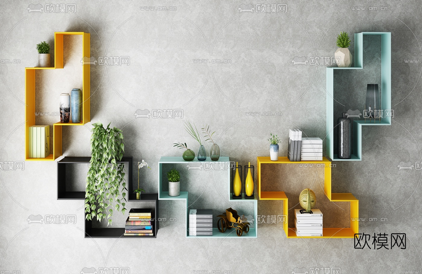 现代装饰壁柜3d模型下载