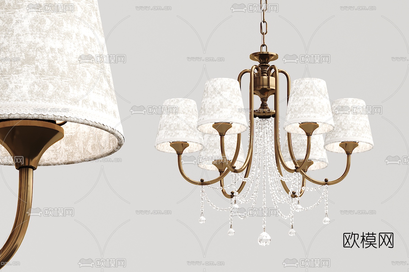 欧式金属多头吊灯3d模型下载