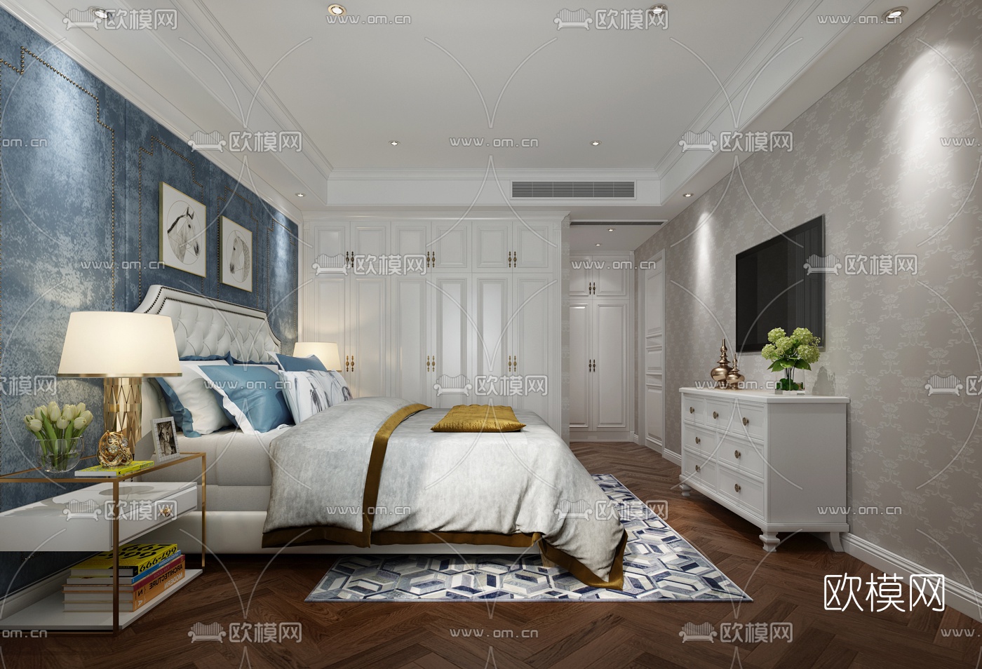 欧式卧室3D模型下载