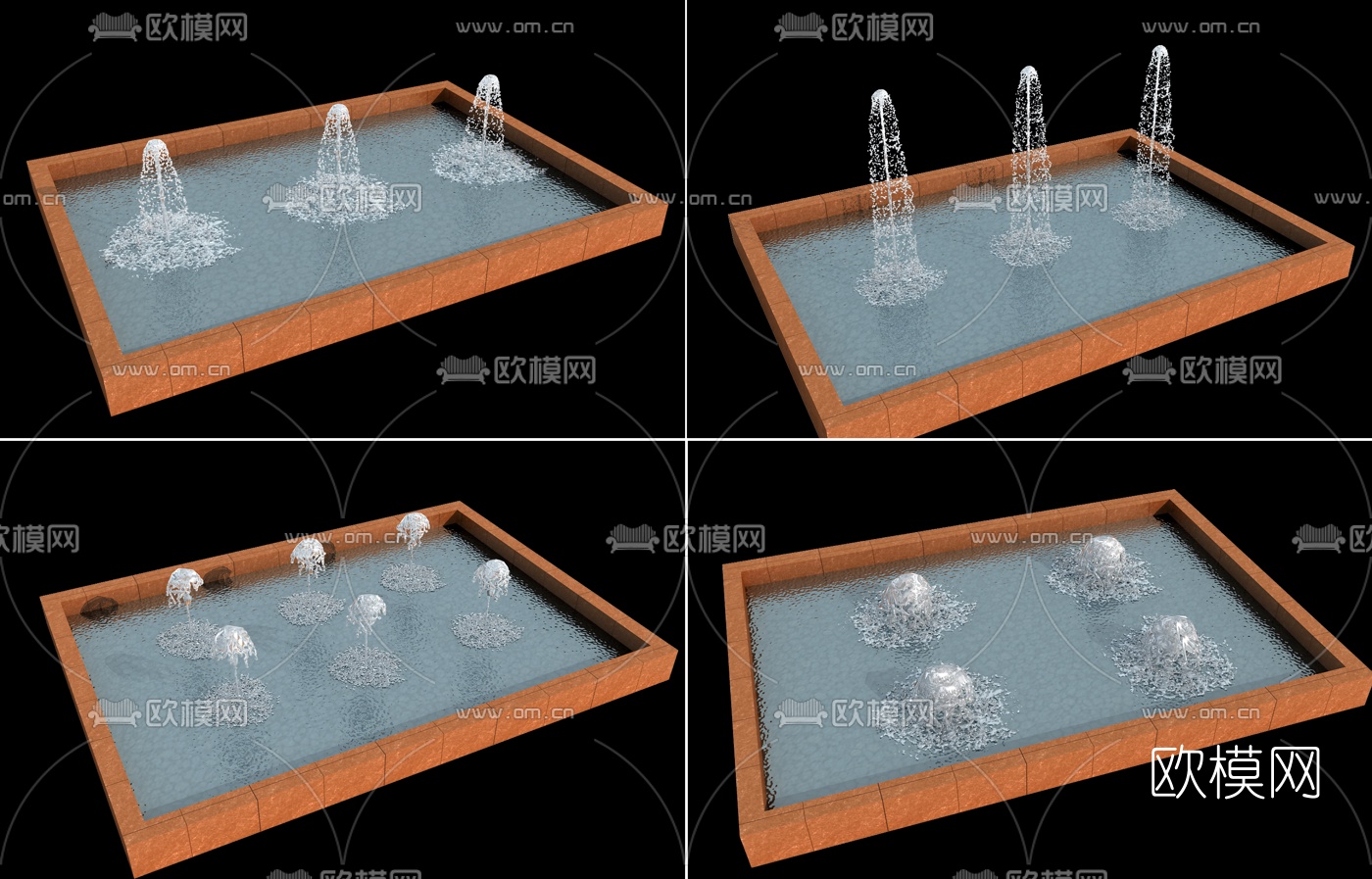 现代喷泉水景3d模型下载